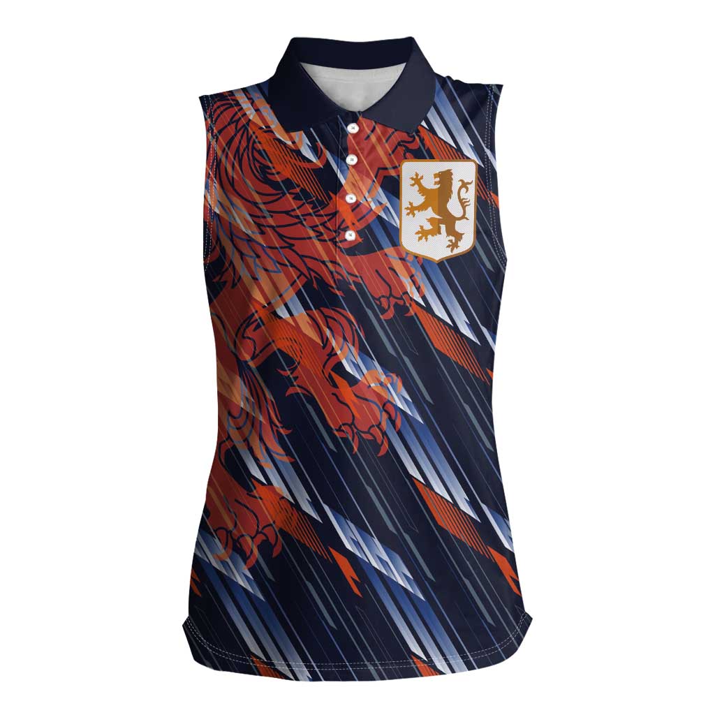 Custom Netherlands Lion Football Women Sleeveless Polo Shirt Sporty Style - Wonder Print Shop