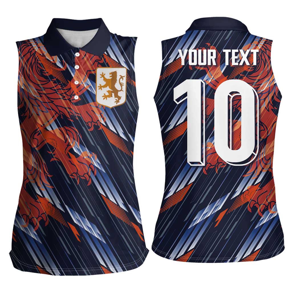 Custom Netherlands Lion Football Women Sleeveless Polo Shirt Sporty Style - Wonder Print Shop