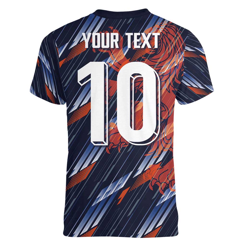 Custom Netherlands Lion Football Women V-Neck T-Shirt Sporty Style - Wonder Print Shop