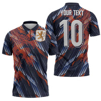Custom Netherlands Lion Football Zipper Polo Shirt Sporty Style - Wonder Print Shop