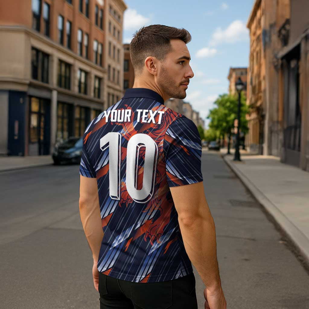 Custom Netherlands Lion Football Zipper Polo Shirt Sporty Style - Wonder Print Shop