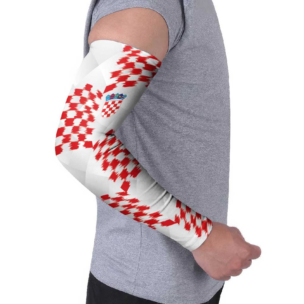 Custom Croatia Football Arm Sleeves Kockasti-Grunge Checkers - Wonder Print Shop