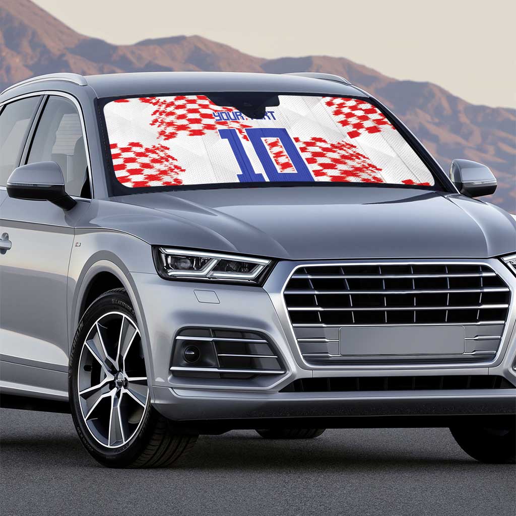 Custom Croatia Football Auto Sun Shade Kockasti-Grunge Checkers - Wonder Print Shop