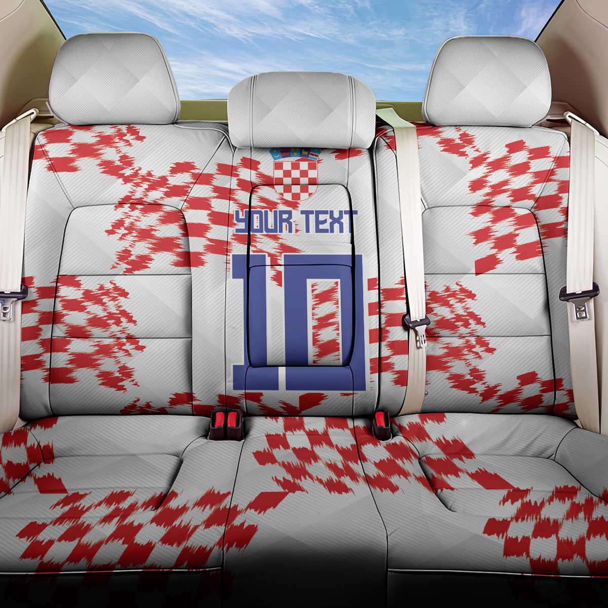 Custom Croatia Football Back Car Seat Cover Kockasti-Grunge Checkers - Wonder Print Shop