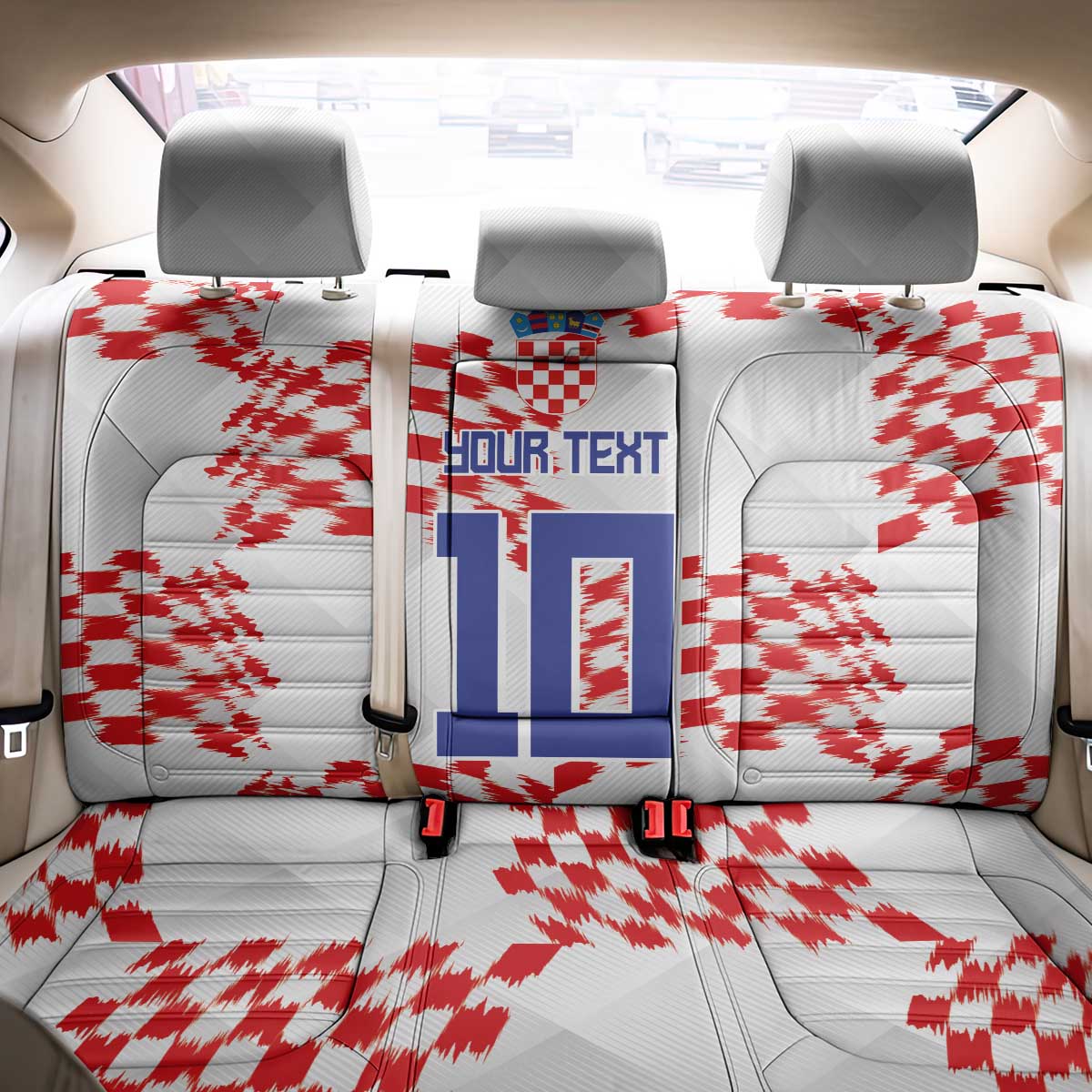 Custom Croatia Football Back Car Seat Cover Kockasti-Grunge Checkers - Wonder Print Shop