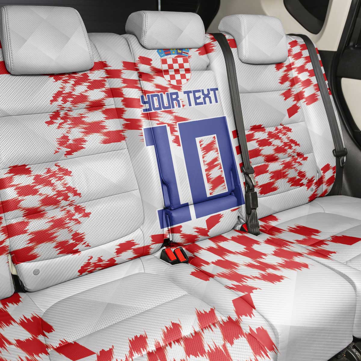 Custom Croatia Football Back Car Seat Cover Kockasti-Grunge Checkers - Wonder Print Shop