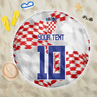 Custom Croatia Football Beach Blanket Kockasti-Grunge Checkers - Wonder Print Shop