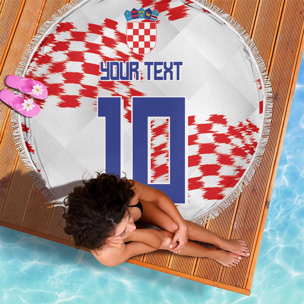 Custom Croatia Football Beach Blanket Kockasti-Grunge Checkers - Wonder Print Shop