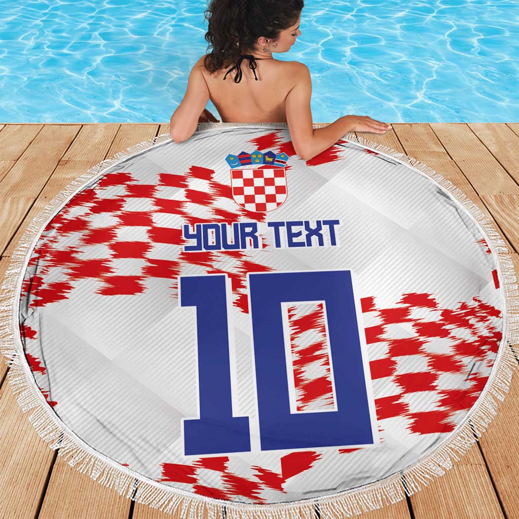 Custom Croatia Football Beach Blanket Kockasti-Grunge Checkers - Wonder Print Shop