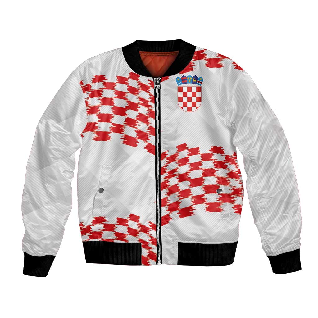 Custom Croatia Football Bomber Jacket Kockasti-Grunge Checkers - Wonder Print Shop