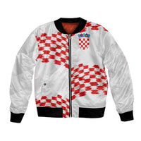 Custom Croatia Football Bomber Jacket Kockasti-Grunge Checkers - Wonder Print Shop