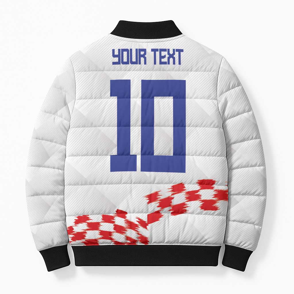 Custom Croatia Football Bomber Puffer Jacket Kockasti-Grunge Checkers - Wonder Print Shop