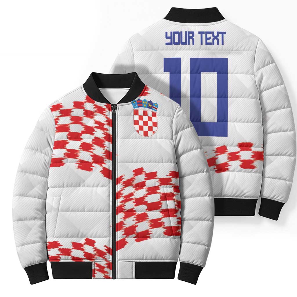 Custom Croatia Football Bomber Puffer Jacket Kockasti-Grunge Checkers - Wonder Print Shop