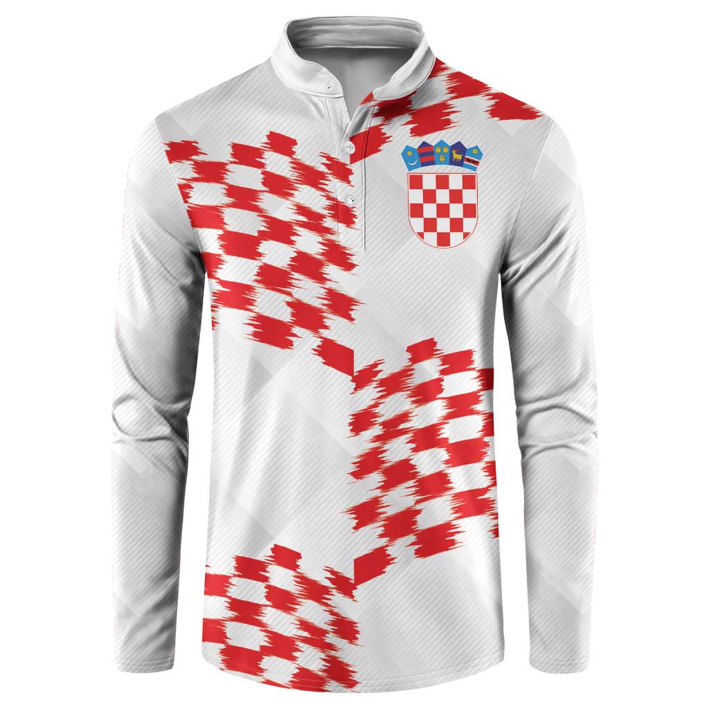 Custom Croatia Football Button Sweatshirt Kockasti-Grunge Checkers - Wonder Print Shop
