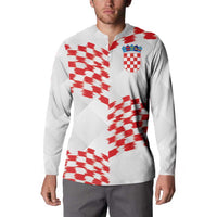 Custom Croatia Football Button Sweatshirt Kockasti-Grunge Checkers - Wonder Print Shop