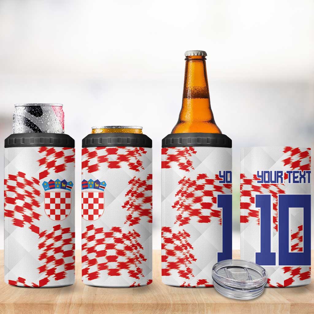Custom Croatia Football 4 in 1 Can Cooler Tumbler Kockasti-Grunge Checkers - Wonder Print Shop