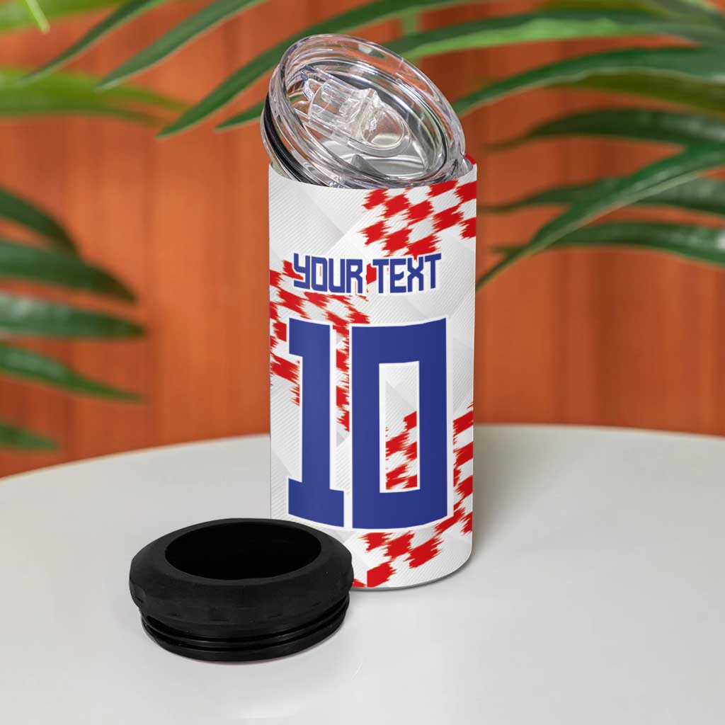 Custom Croatia Football 4 in 1 Can Cooler Tumbler Kockasti-Grunge Checkers - Wonder Print Shop