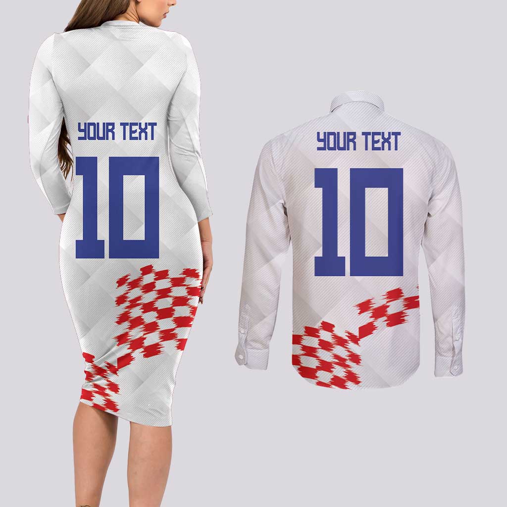 Custom Croatia Football Couples Matching Long Sleeve Bodycon Dress and Long Sleeve Button Shirt Kockasti-Grunge Checkers - Wonder Print Shop