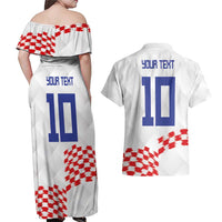 Custom Croatia Football Couples Matching Off Shoulder Maxi Dress and Hawaiian Shirt Kockasti-Grunge Checkers - Wonder Print Shop