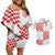 Custom Croatia Football Couples Matching Off Shoulder Short Dress and Hawaiian Shirt Kockasti-Grunge Checkers - Wonder Print Shop