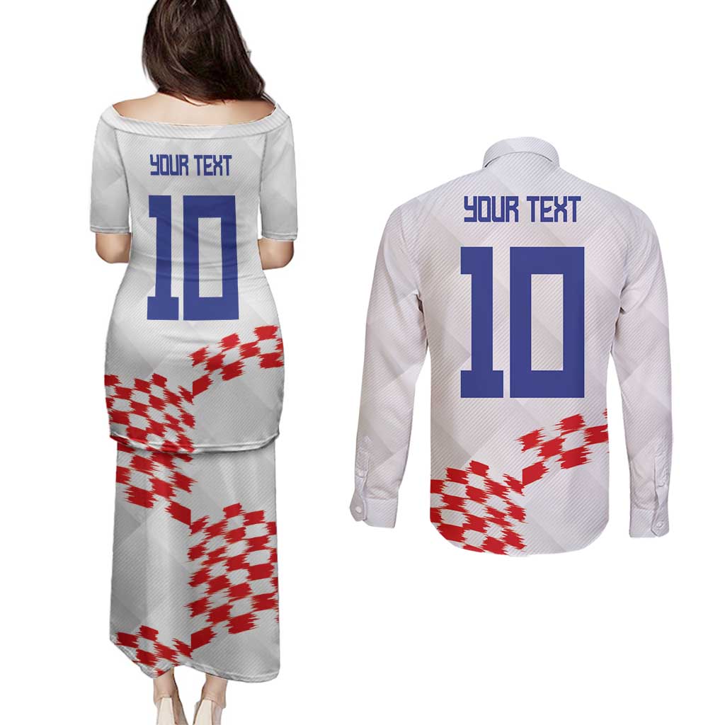 Custom Croatia Football Couples Matching Puletasi and Long Sleeve Button Shirt Kockasti-Grunge Checkers - Wonder Print Shop