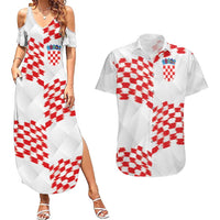 Custom Croatia Football Couples Matching Summer Maxi Dress and Hawaiian Shirt Kockasti-Grunge Checkers - Wonder Print Shop