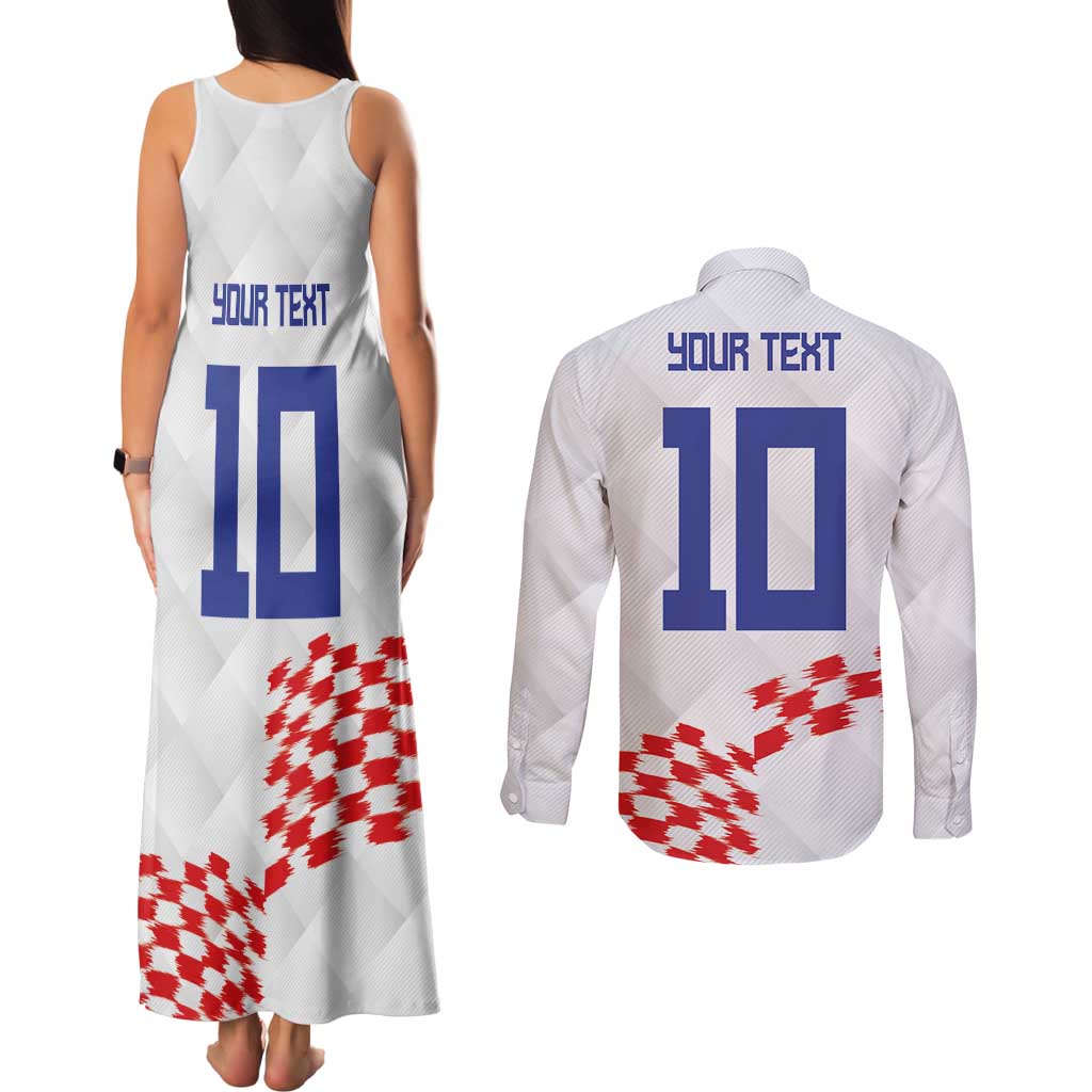 Custom Croatia Football Couples Matching Tank Maxi Dress and Long Sleeve Button Shirt Kockasti-Grunge Checkers - Wonder Print Shop