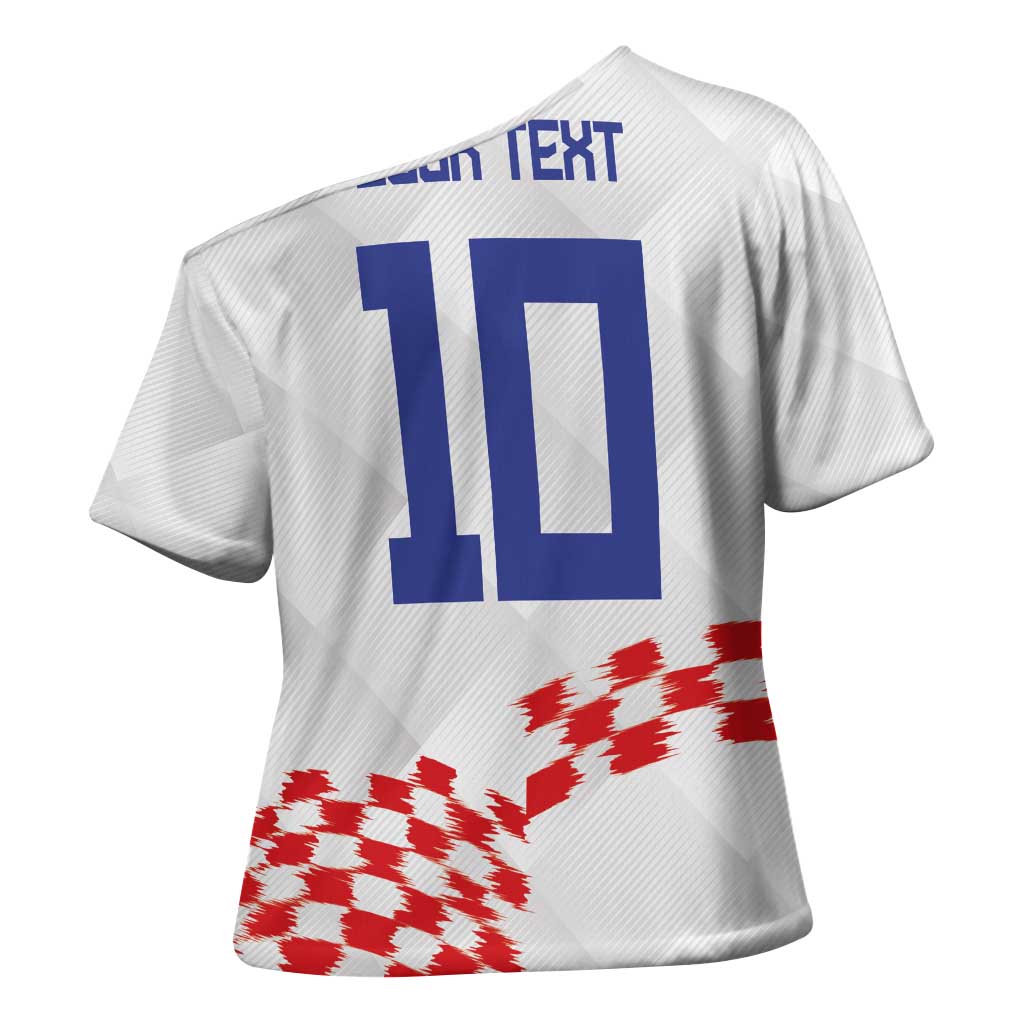 Custom Croatia Football Cross Shoulder Shirt Kockasti-Grunge Checkers - Wonder Print Shop