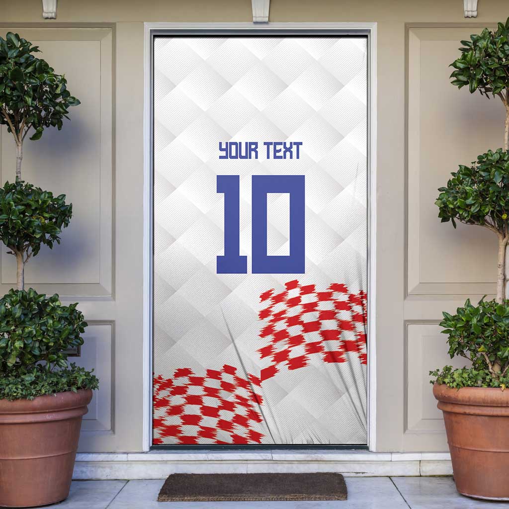 Custom Croatia Football Door Cover Kockasti-Grunge Checkers - Wonder Print Shop