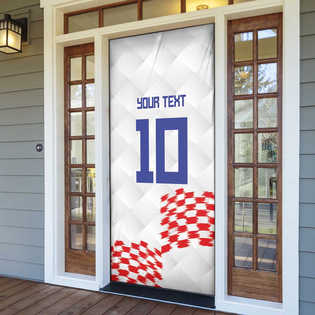 Custom Croatia Football Door Cover Kockasti-Grunge Checkers - Wonder Print Shop