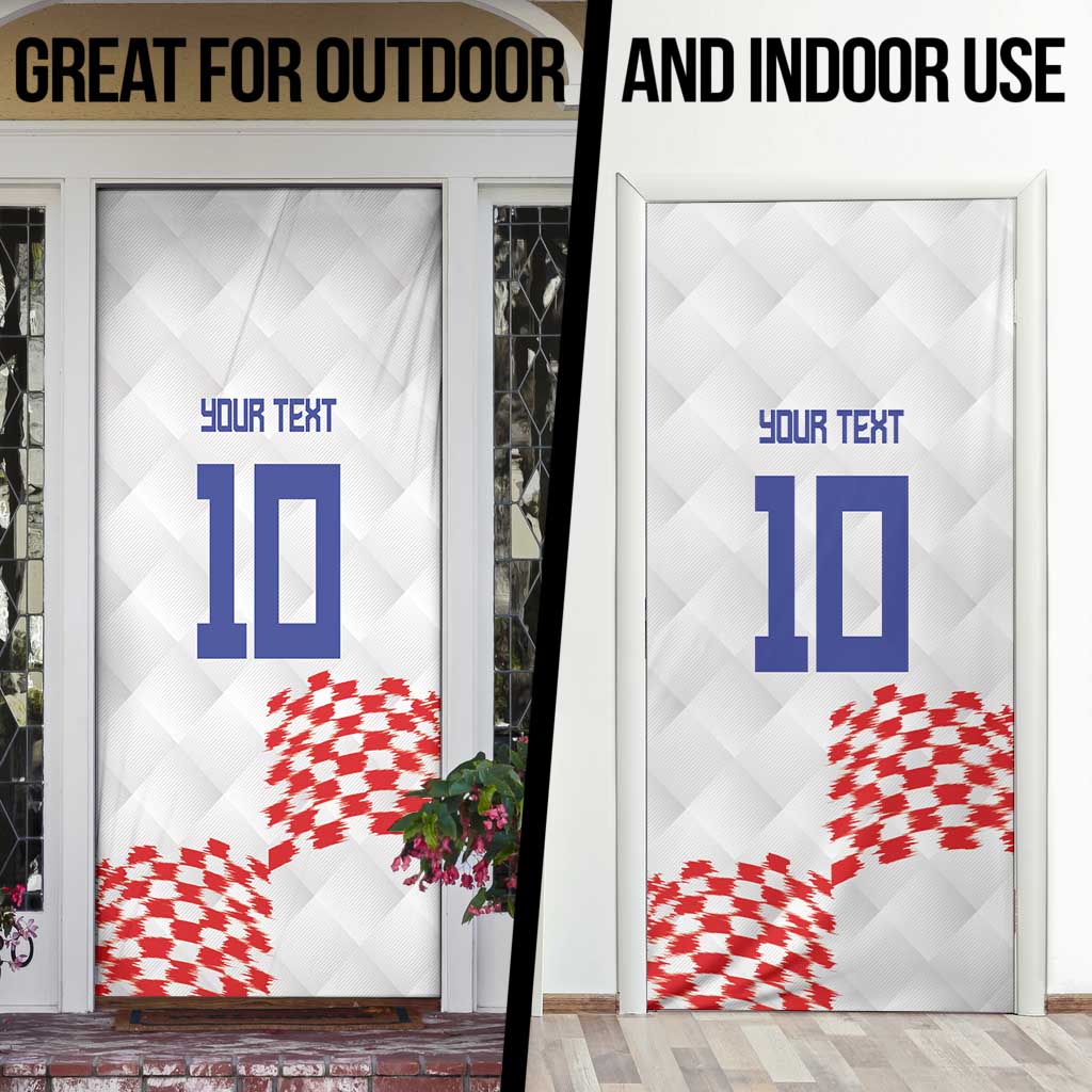 Custom Croatia Football Door Cover Kockasti-Grunge Checkers - Wonder Print Shop