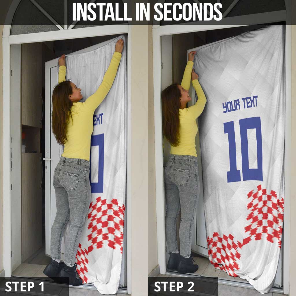Custom Croatia Football Door Cover Kockasti-Grunge Checkers - Wonder Print Shop