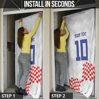 Custom Croatia Football Door Cover Kockasti-Grunge Checkers - Wonder Print Shop