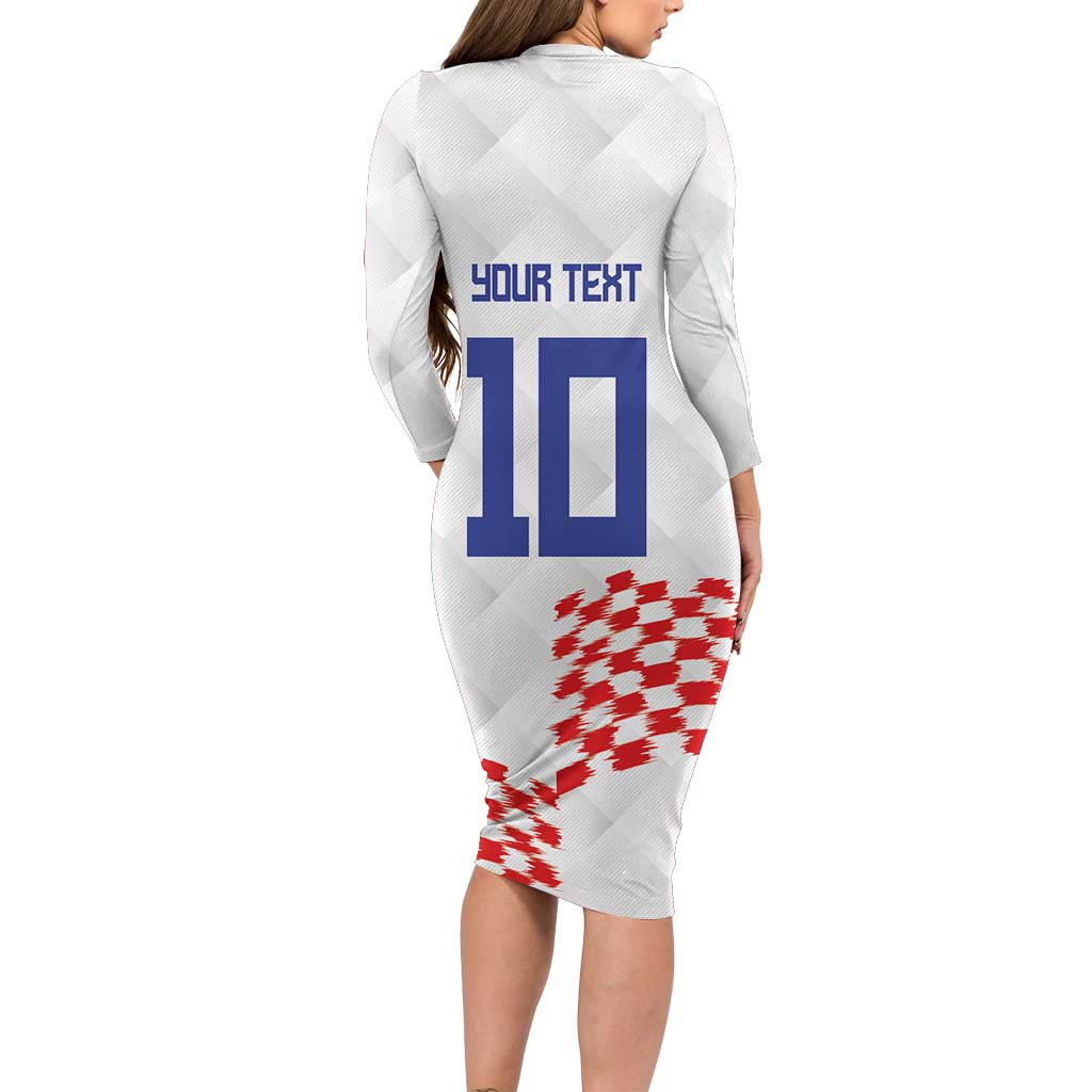Custom Croatia Football Family Matching Long Sleeve Bodycon Dress and Hawaiian Shirt Kockasti-Grunge Checkers - Wonder Print Shop
