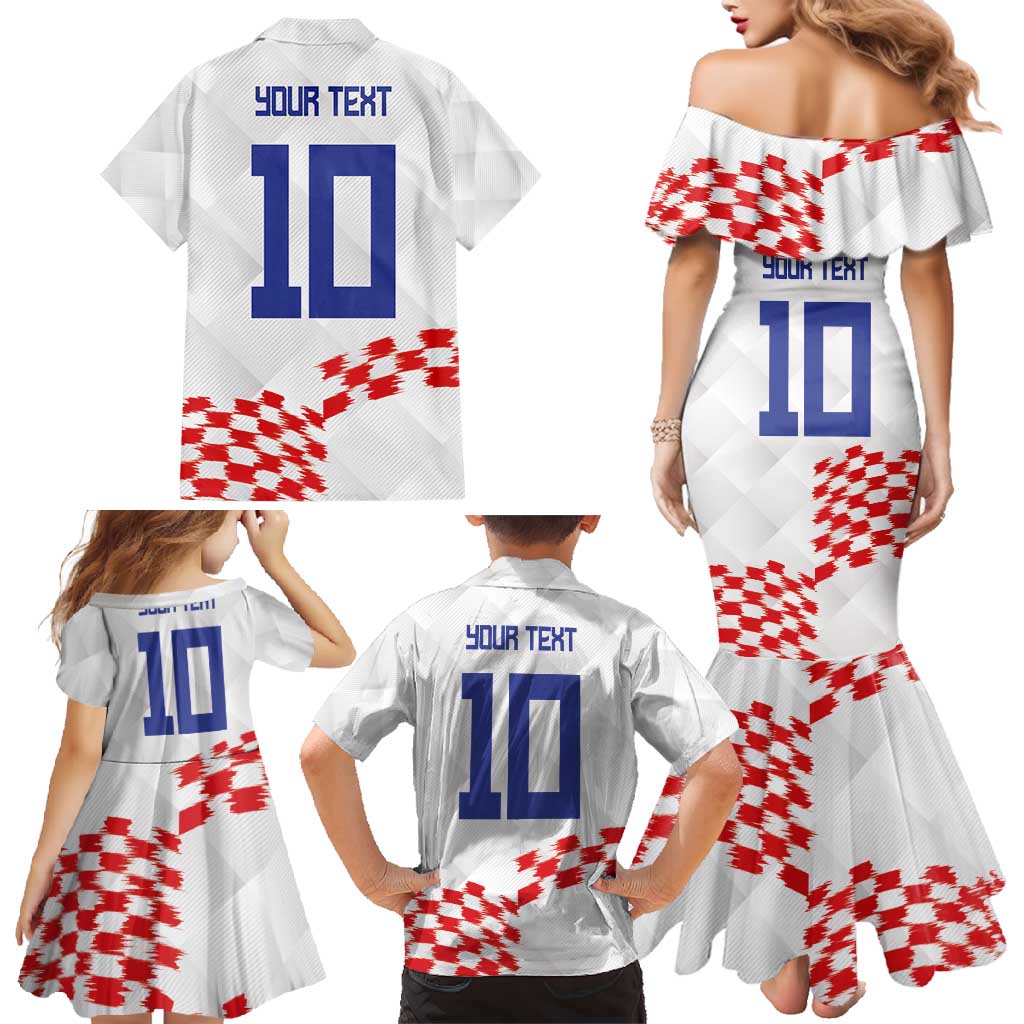 Custom Croatia Football Family Matching Mermaid Dress and Hawaiian Shirt Kockasti-Grunge Checkers - Wonder Print Shop