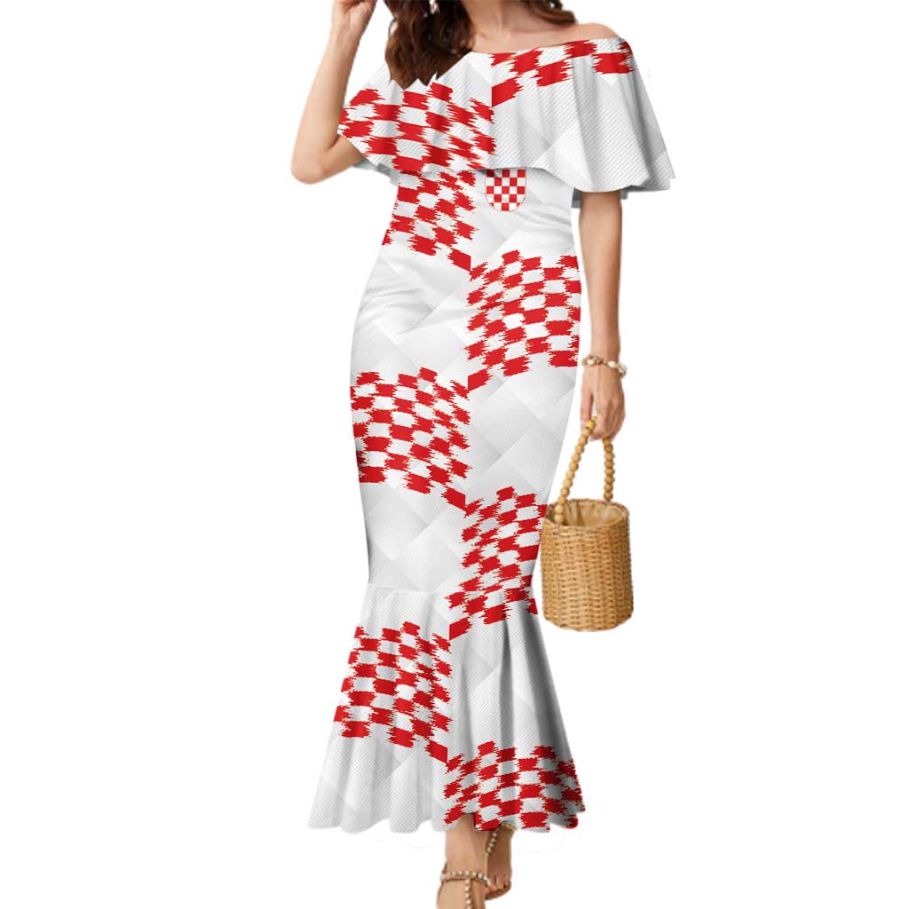 Custom Croatia Football Family Matching Mermaid Dress and Hawaiian Shirt Kockasti-Grunge Checkers - Wonder Print Shop