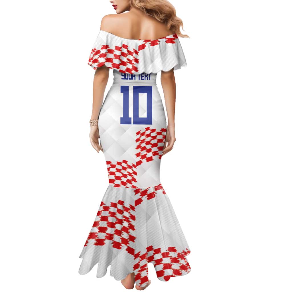 Custom Croatia Football Family Matching Mermaid Dress and Hawaiian Shirt Kockasti-Grunge Checkers - Wonder Print Shop