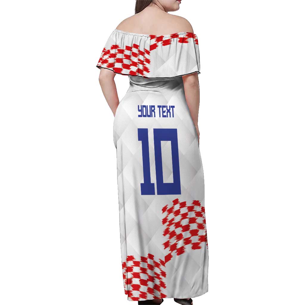 Custom Croatia Football Family Matching Off Shoulder Maxi Dress and Hawaiian Shirt Kockasti-Grunge Checkers - Wonder Print Shop