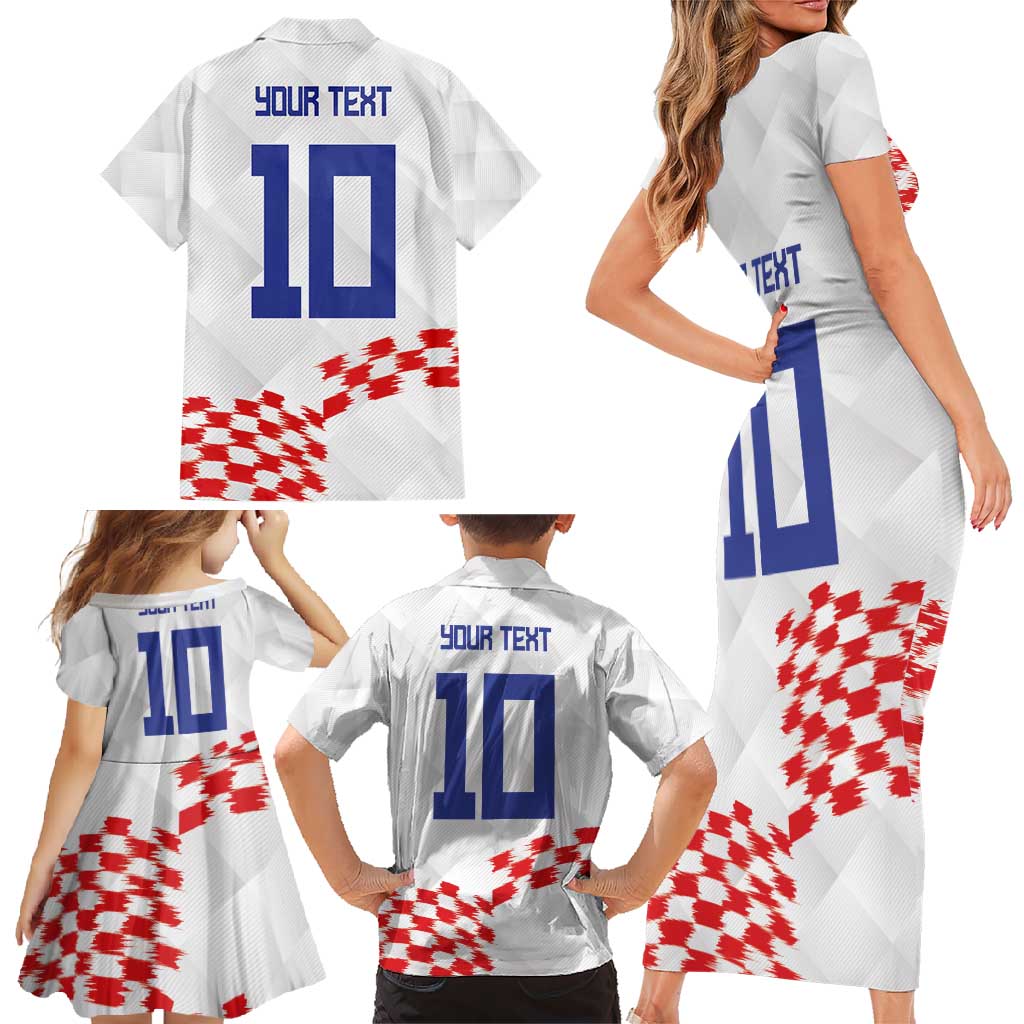 Custom Croatia Football Family Matching Short Sleeve Bodycon Dress and Hawaiian Shirt Kockasti-Grunge Checkers - Wonder Print Shop