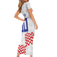 Custom Croatia Football Family Matching Short Sleeve Bodycon Dress and Hawaiian Shirt Kockasti-Grunge Checkers - Wonder Print Shop