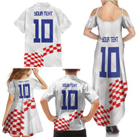 Custom Croatia Football Family Matching Summer Maxi Dress and Hawaiian Shirt Kockasti-Grunge Checkers - Wonder Print Shop