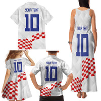 Custom Croatia Football Family Matching Tank Maxi Dress and Hawaiian Shirt Kockasti-Grunge Checkers - Wonder Print Shop
