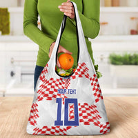 Custom Croatia Football Grocery Bag Kockasti-Grunge Checkers - Wonder Print Shop