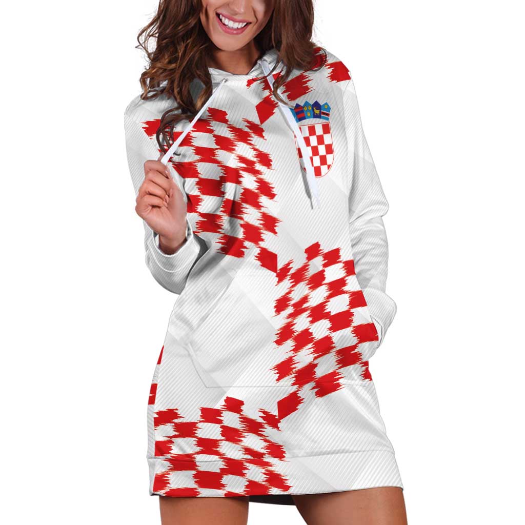 Custom Croatia Football Hoodie Dress Kockasti-Grunge Checkers - Wonder Print Shop