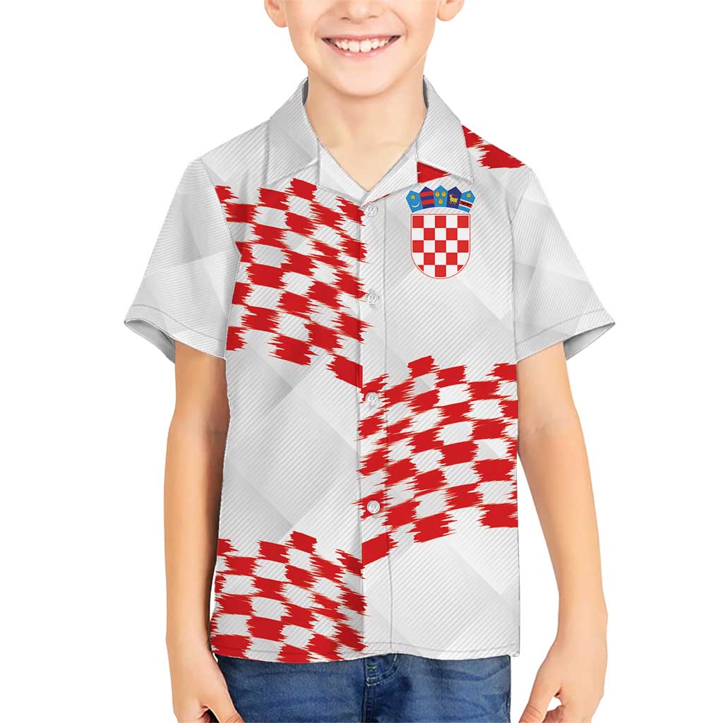 Custom Croatia Football Kid Hawaiian Shirt Kockasti-Grunge Checkers - Wonder Print Shop