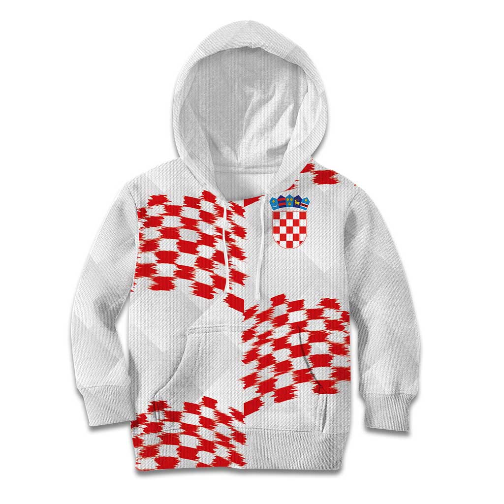Custom Croatia Football Kid Hoodie Kockasti-Grunge Checkers - Wonder Print Shop