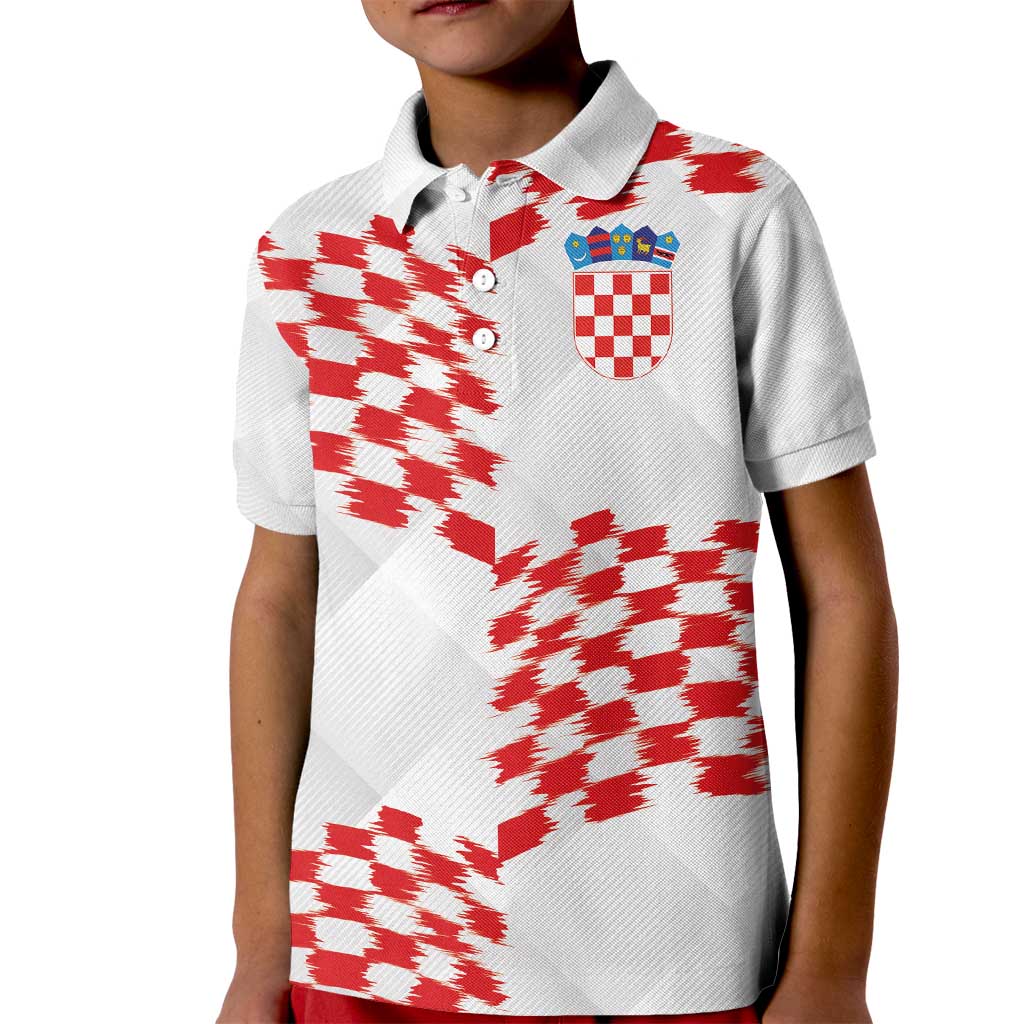 Custom Croatia Football Kid Polo Shirt Kockasti-Grunge Checkers - Wonder Print Shop