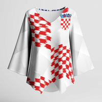 Custom Croatia Football Kimono Sleeve Blouse Kockasti-Grunge Checkers - Wonder Print Shop