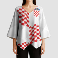 Custom Croatia Football Kimono Sleeve Blouse Kockasti-Grunge Checkers - Wonder Print Shop