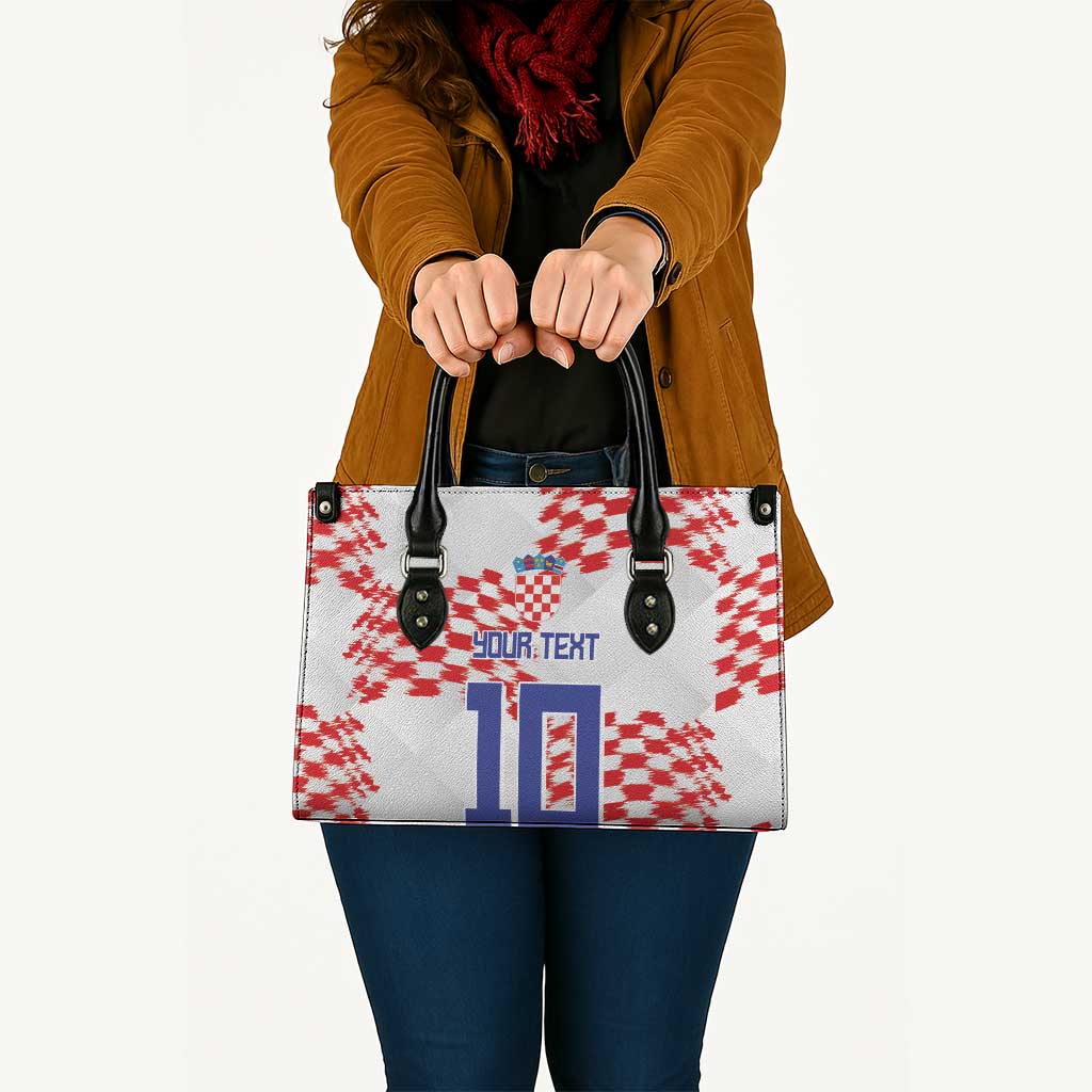 Custom Croatia Football Leather Bag Kockasti-Grunge Checkers - Wonder Print Shop